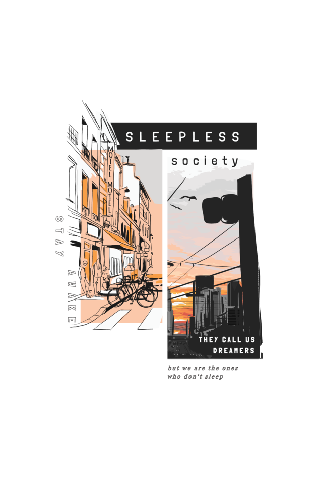 sleepless society print t-shirt