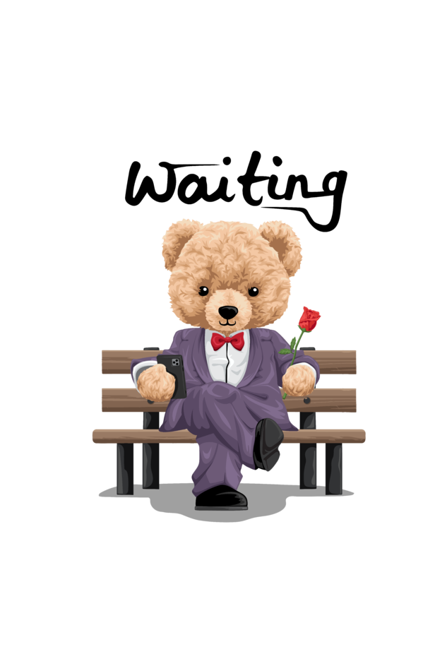 waiting teddy with rose in hand t-shirt