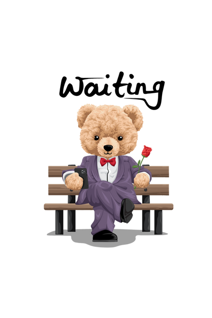 Waiting Teddy with Rose in Hand T-Shirt