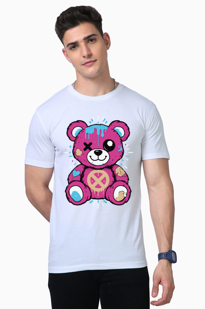 one eye teddy print t-shirt: quirky, edgy, and full of personality