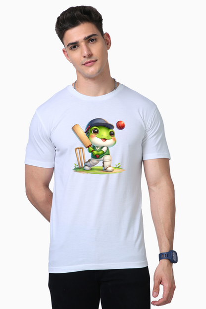 Frog Playing Cricket Printed Supima T-shirt