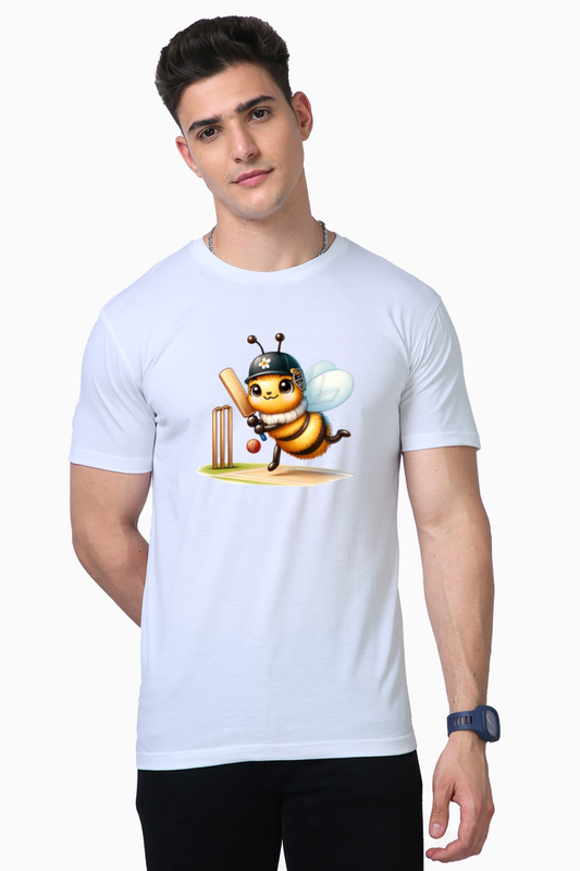 Honey Bee Playing Cricket Printed Supima T-shirt