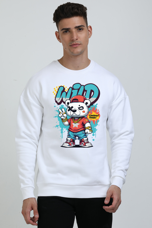 Wild Teddy Print Oversized Sweatshirt – Where Playfulness Meets Bold Style