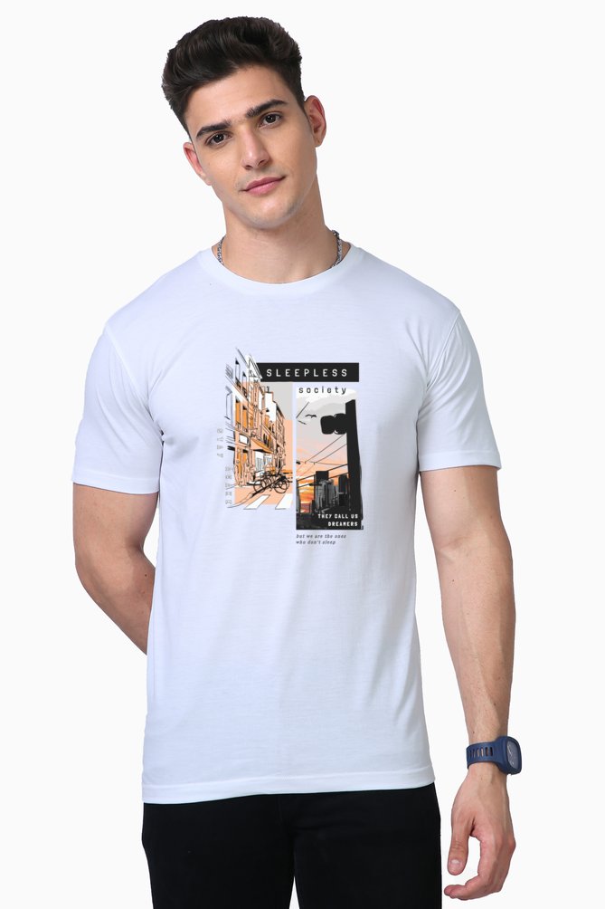 sleepless society print t-shirt