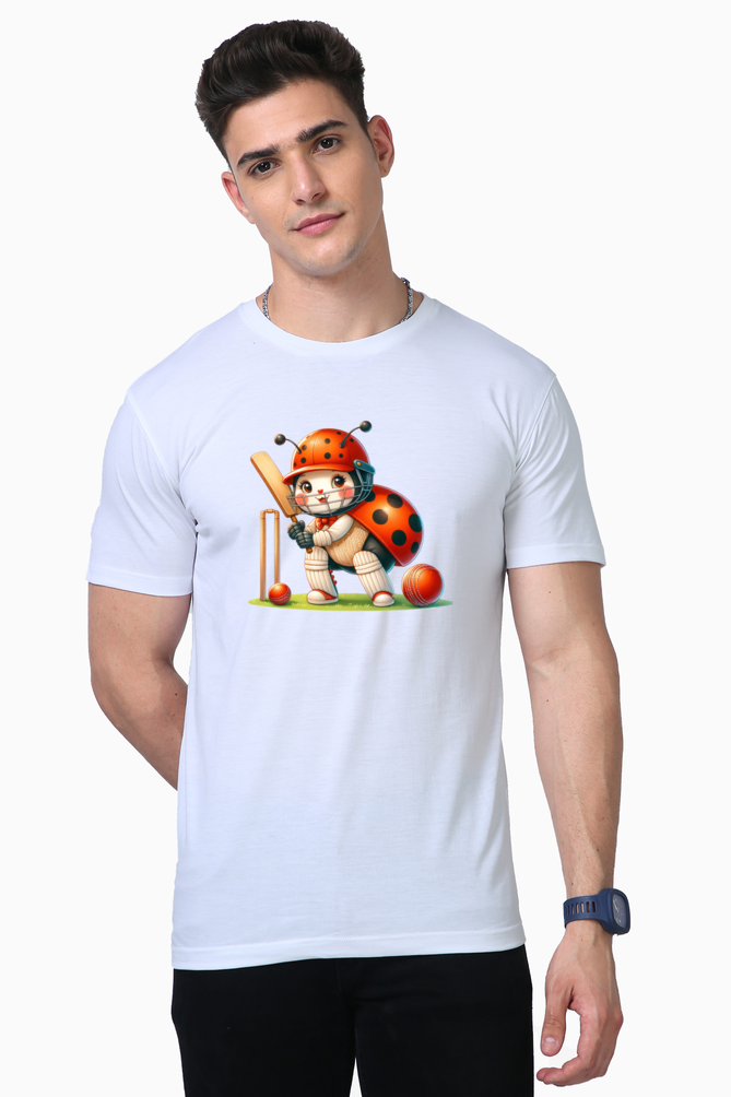 ladybug playing cricket printed supima t-shirt