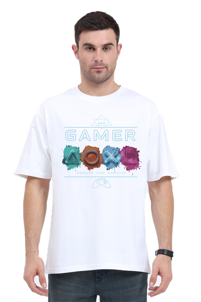 gamer "endure & survive" print oversized t-shirt – power through in style