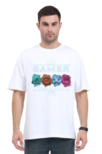 Gamer "Endure & Survive" Print Oversized T-Shirt – Power Through in Style