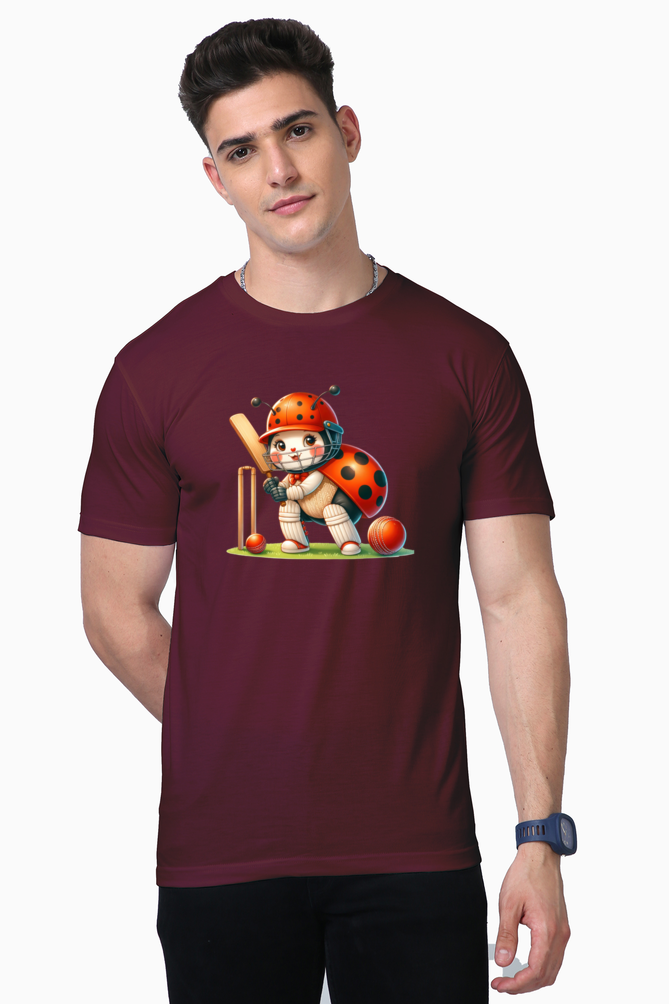 ladybug playing cricket printed supima t-shirt