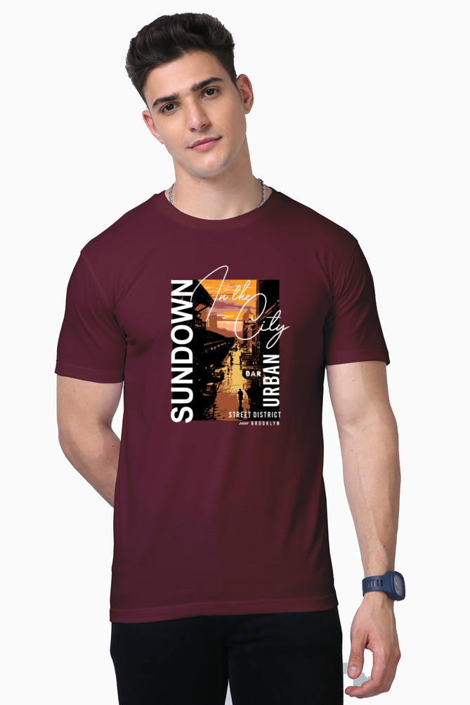 sundown text print t-shirt – supima cotton