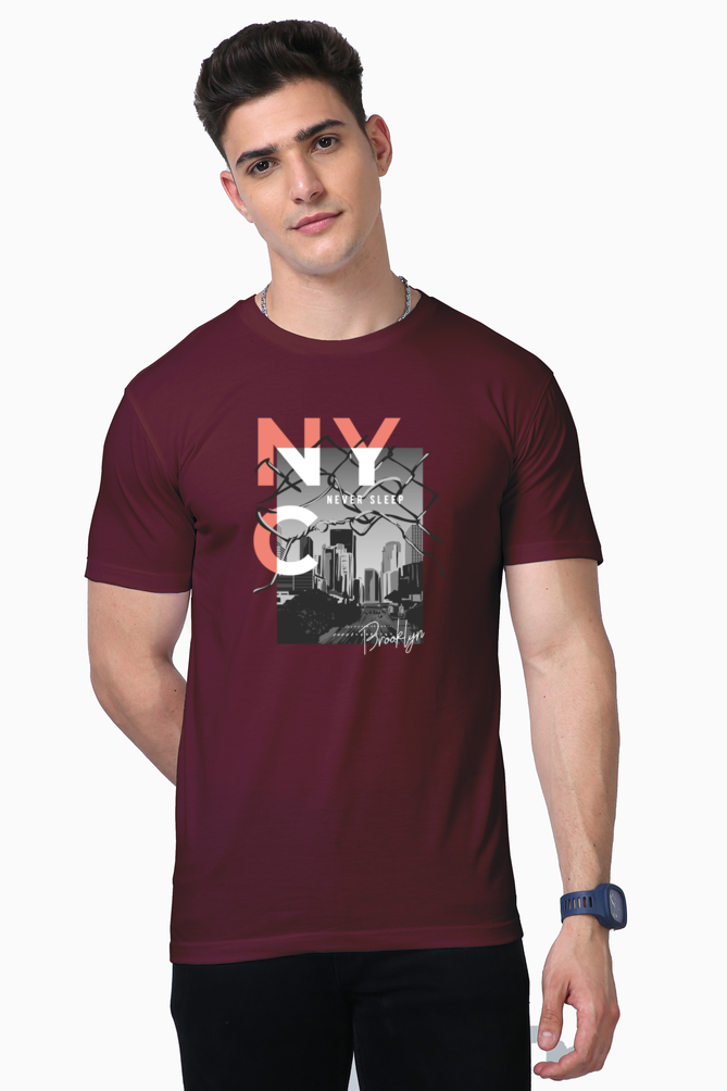 nyc never sleep print t-shirt