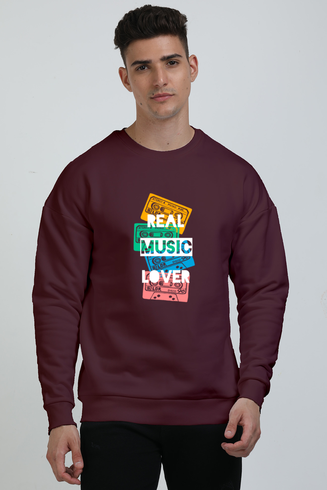 real music lover print oversized sweatshirt – wear your passion for music