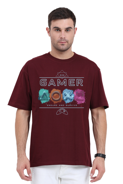 Gamer "Endure & Survive" Print Oversized T-Shirt – Power Through in Style