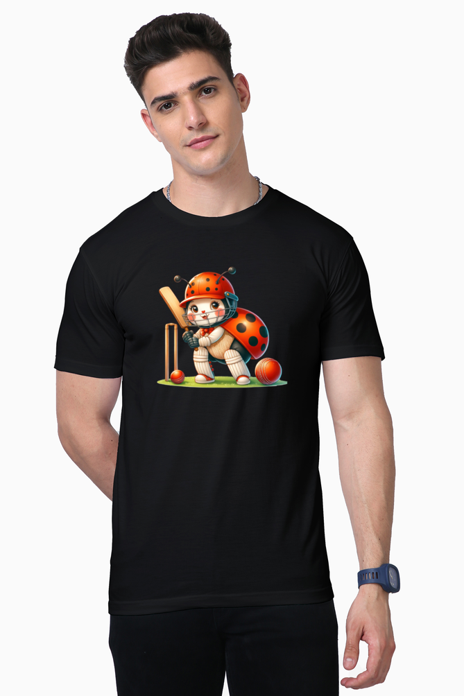 ladybug playing cricket printed supima t-shirt