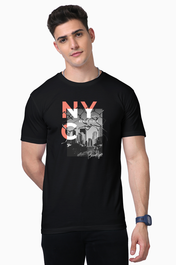 nyc never sleep print t-shirt