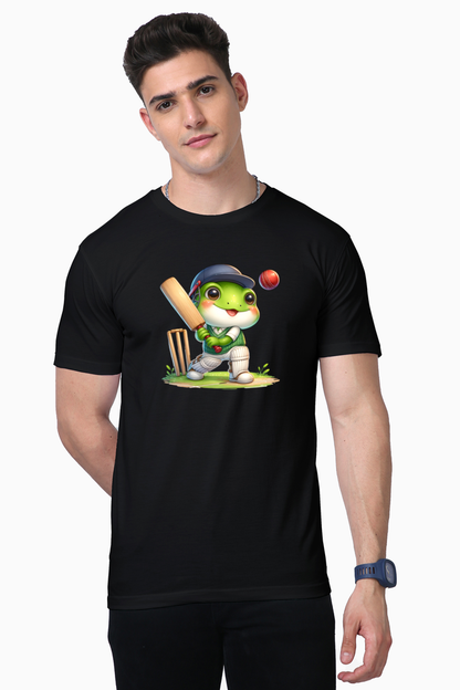 Frog Playing Cricket Printed Supima T-shirt