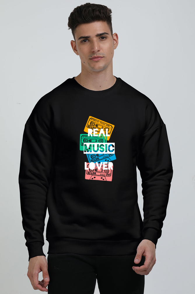 real music lover print oversized sweatshirt – wear your passion for music