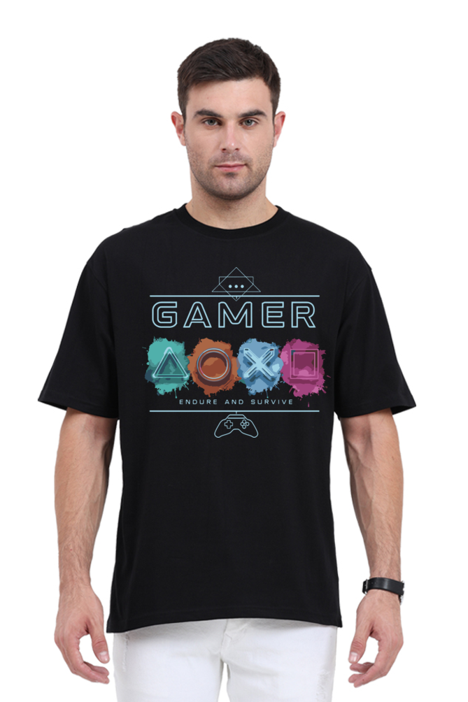 gamer "endure & survive" print oversized t-shirt – power through in style