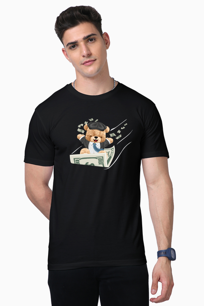 Teddy with Dollars Print T-Shirt: Money Meets Cuteness in Style