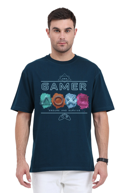 Gamer "Endure & Survive" Print Oversized T-Shirt – Power Through in Style