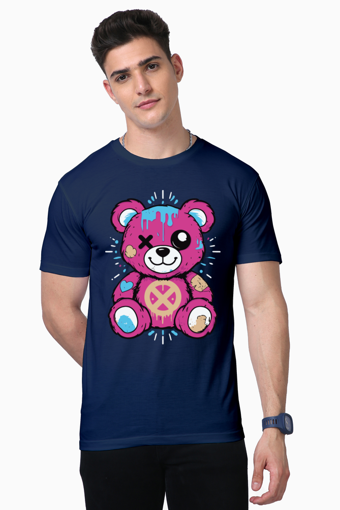 one eye teddy print t-shirt: quirky, edgy, and full of personality