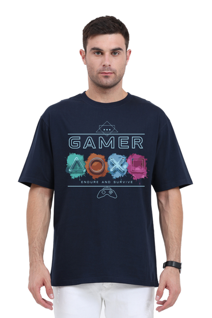 Gamer "Endure & Survive" Print Oversized T-Shirt – Power Through in Style