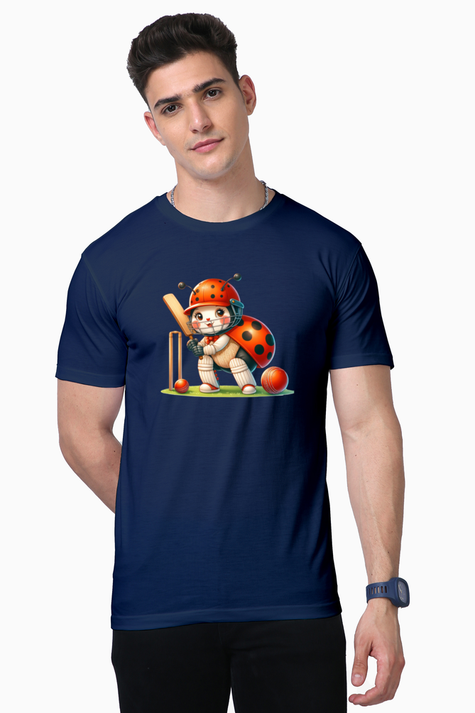 ladybug playing cricket printed supima t-shirt