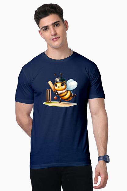 Honey Bee Playing Cricket Printed Supima T-shirt