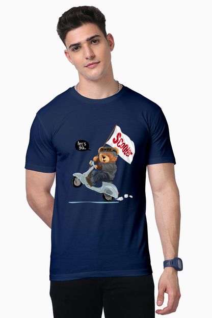 Teddy on Scooter Print T-Shirt: Fun, Adventurous, and Always on the Move