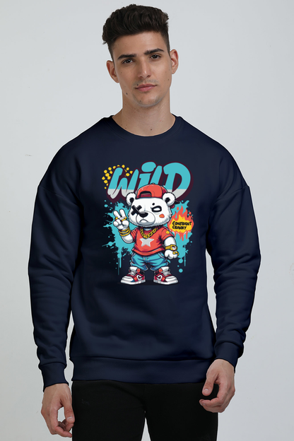 Wild Teddy Print Oversized Sweatshirt – Where Playfulness Meets Bold Style