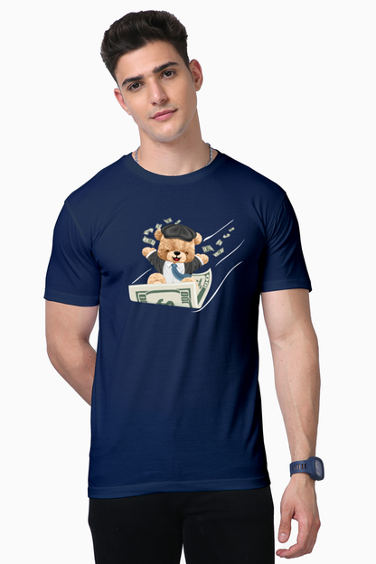 Teddy with Dollars Print T-Shirt: Money Meets Cuteness in Style