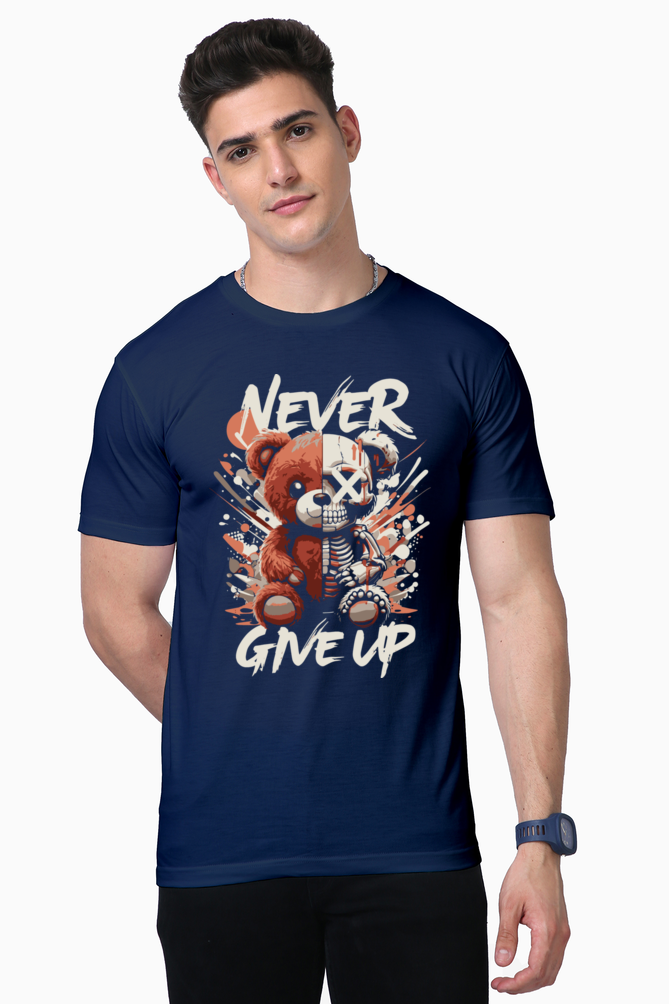 never give up teddy t-shirt