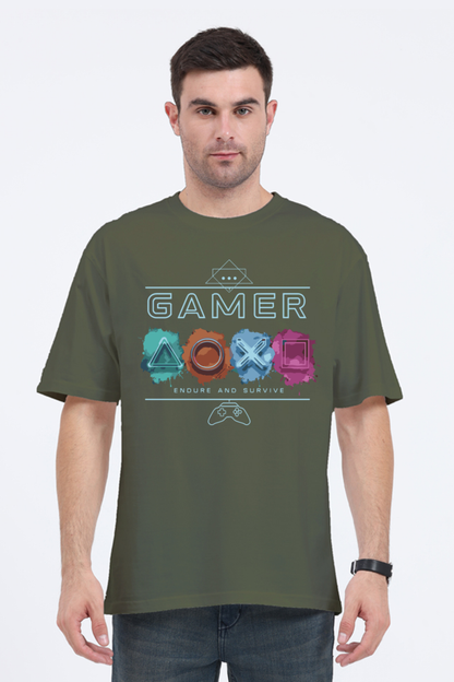 Gamer "Endure & Survive" Print Oversized T-Shirt – Power Through in Style