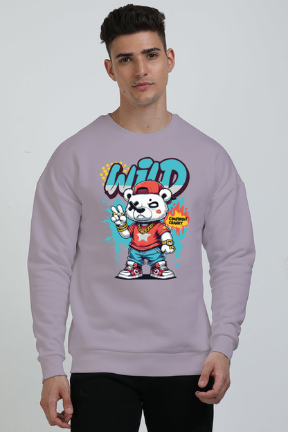 Wild Teddy Print Oversized Sweatshirt – Where Playfulness Meets Bold Style