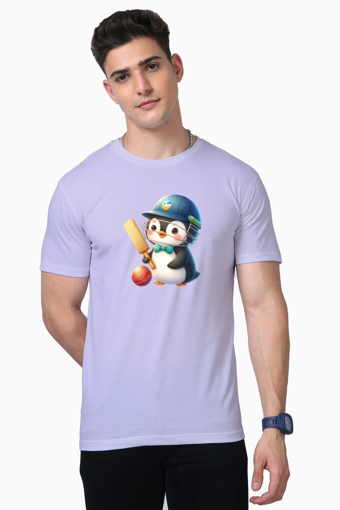 penguin playing cricket printed supima t-shirt