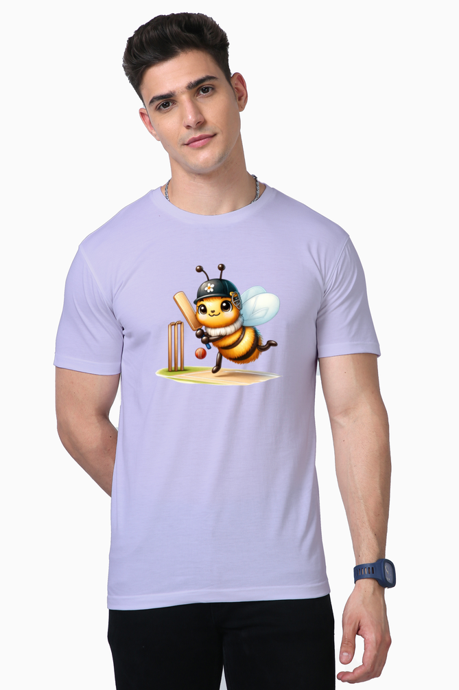 honey bee playing cricket printed supima t-shirt