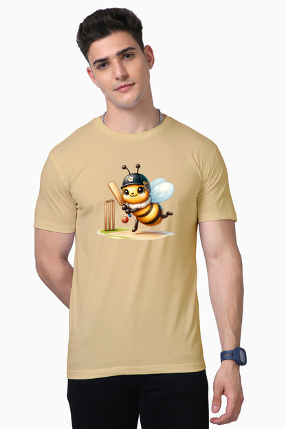 Honey Bee Playing Cricket Printed Supima T-shirt