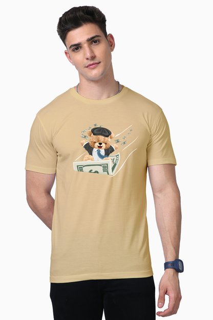 Teddy with Dollars Print T-Shirt: Money Meets Cuteness in Style