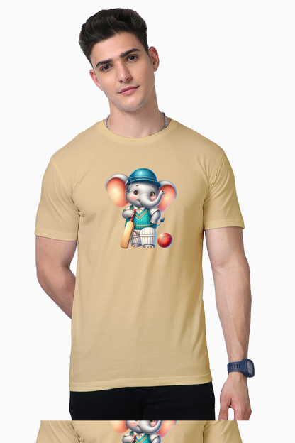 Elephant Playing Cricket Printed Supima T-shirt