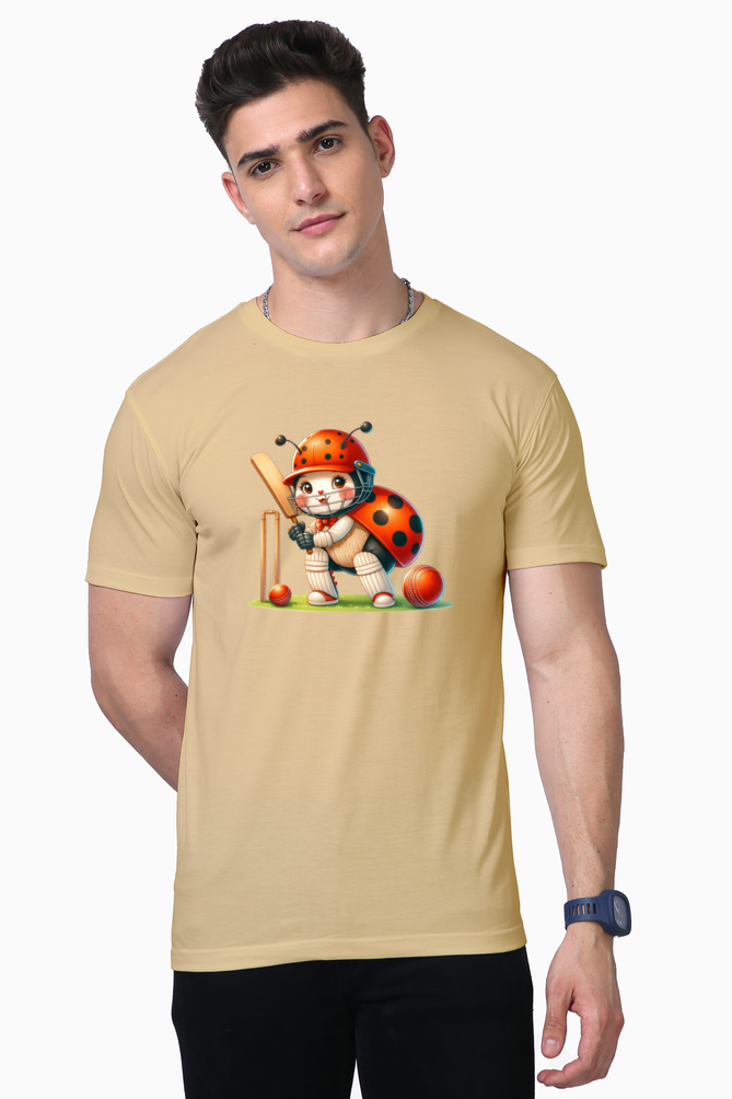 ladybug playing cricket printed supima t-shirt