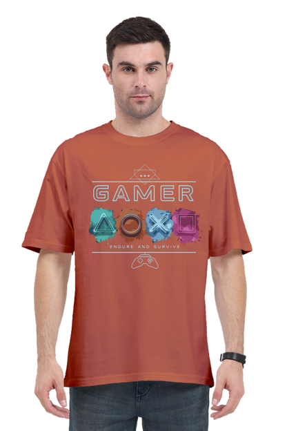 Gamer "Endure & Survive" Print Oversized T-Shirt – Power Through in Style