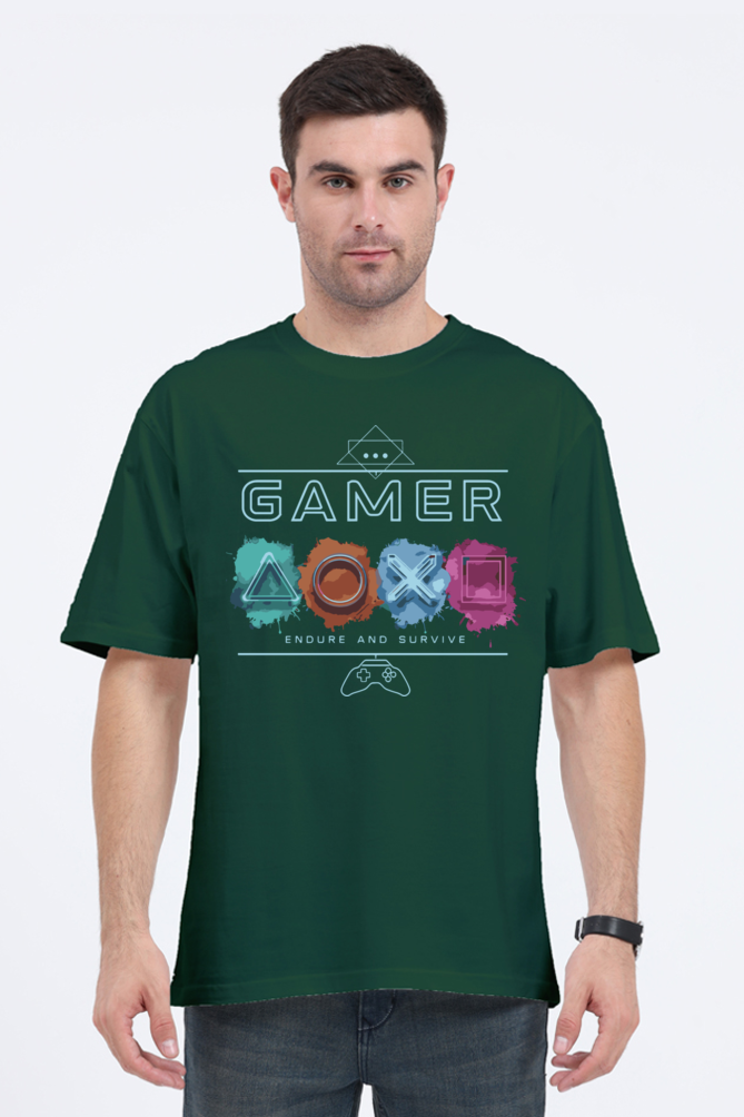 gamer "endure & survive" print oversized t-shirt – power through in style