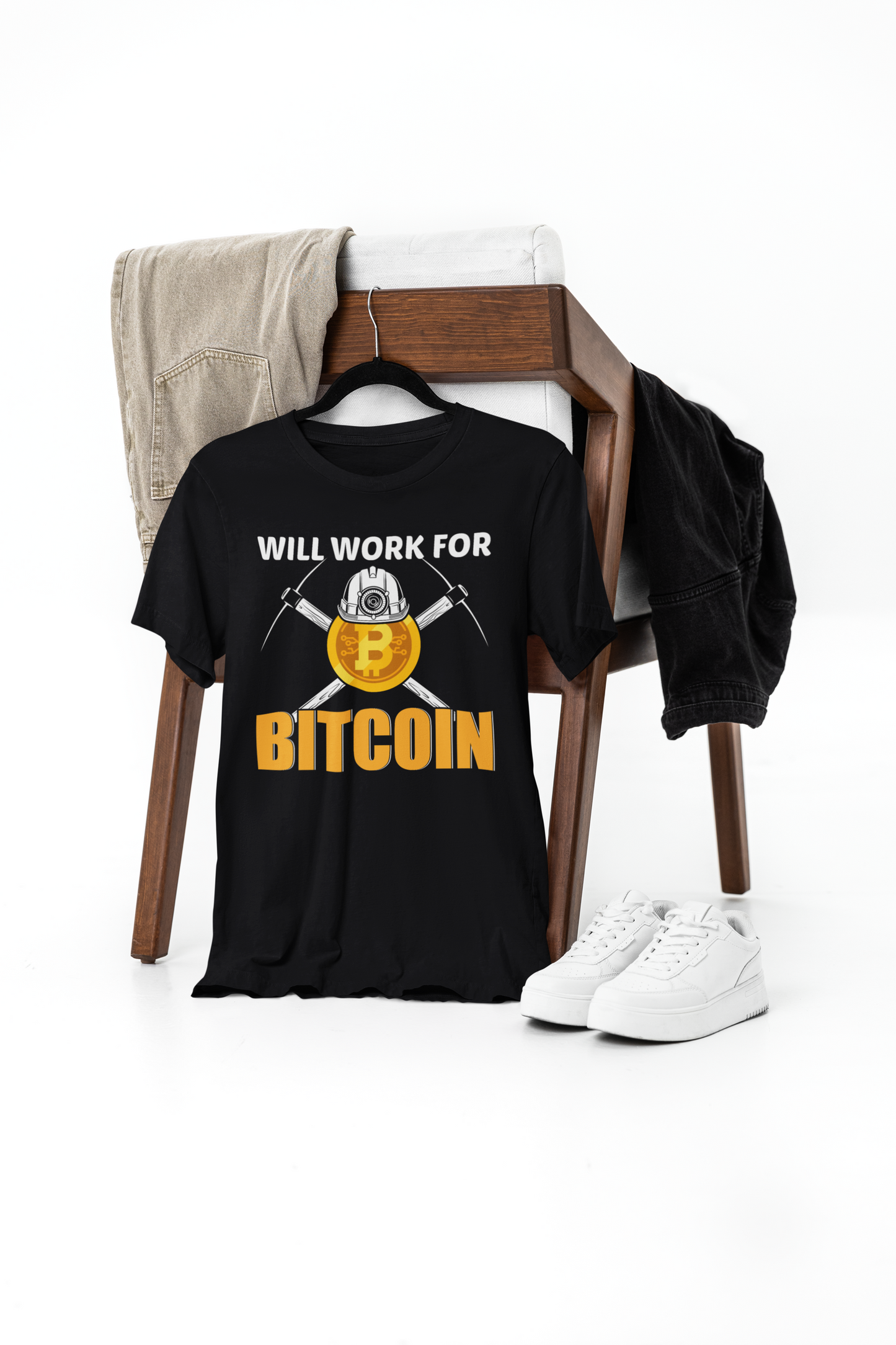 will work for bitcoin t-shirt – premium cotton