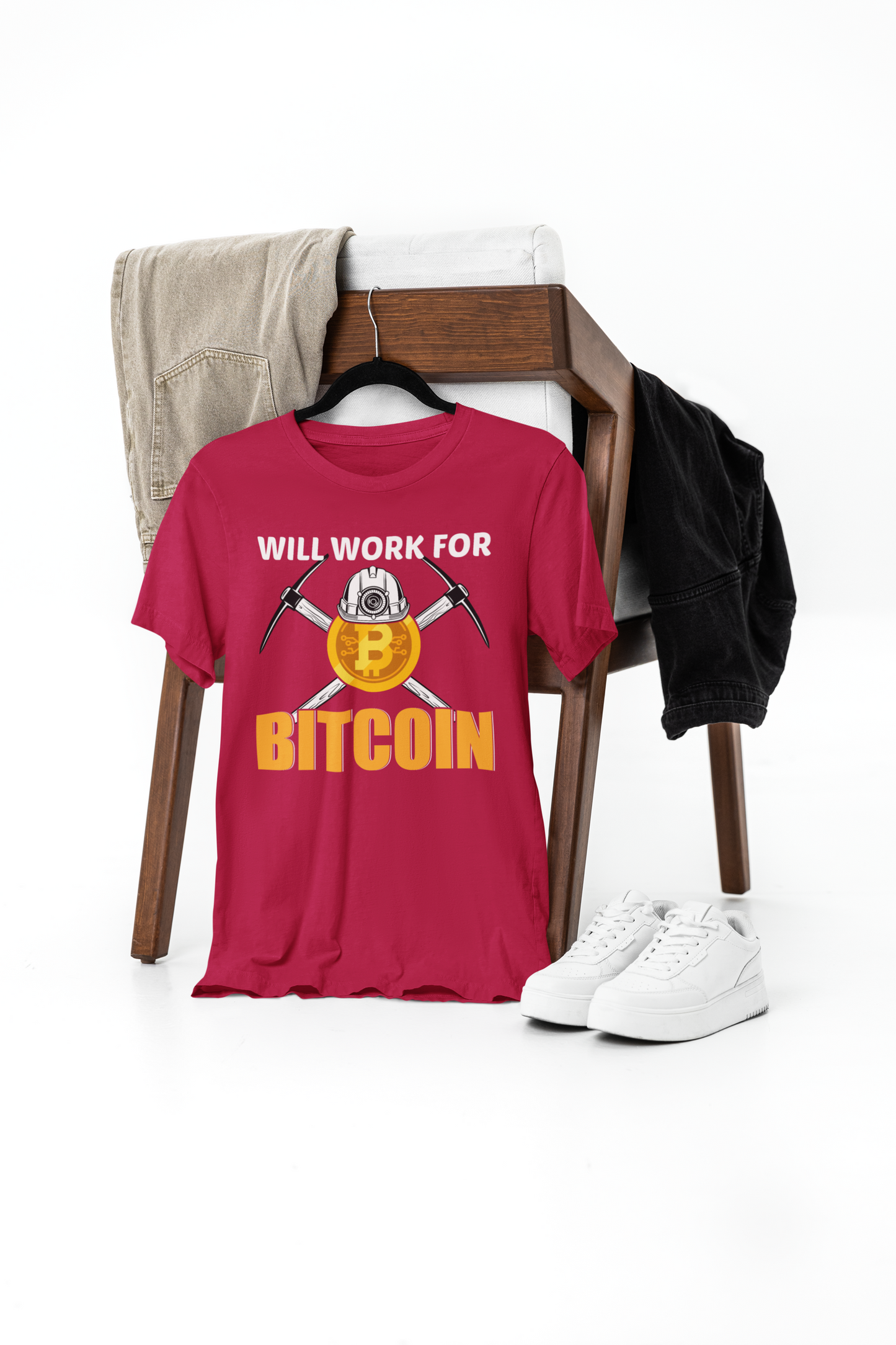 will work for bitcoin t-shirt – premium cotton