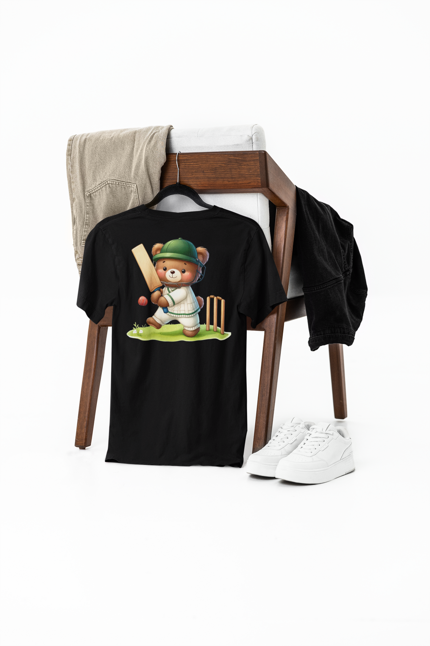 teddy playing cricket printed supima t-shirt