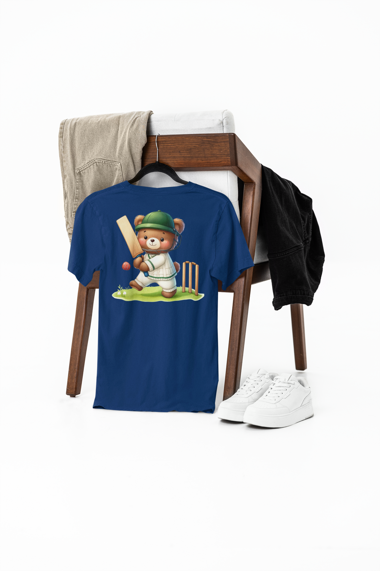 teddy playing cricket printed supima t-shirt