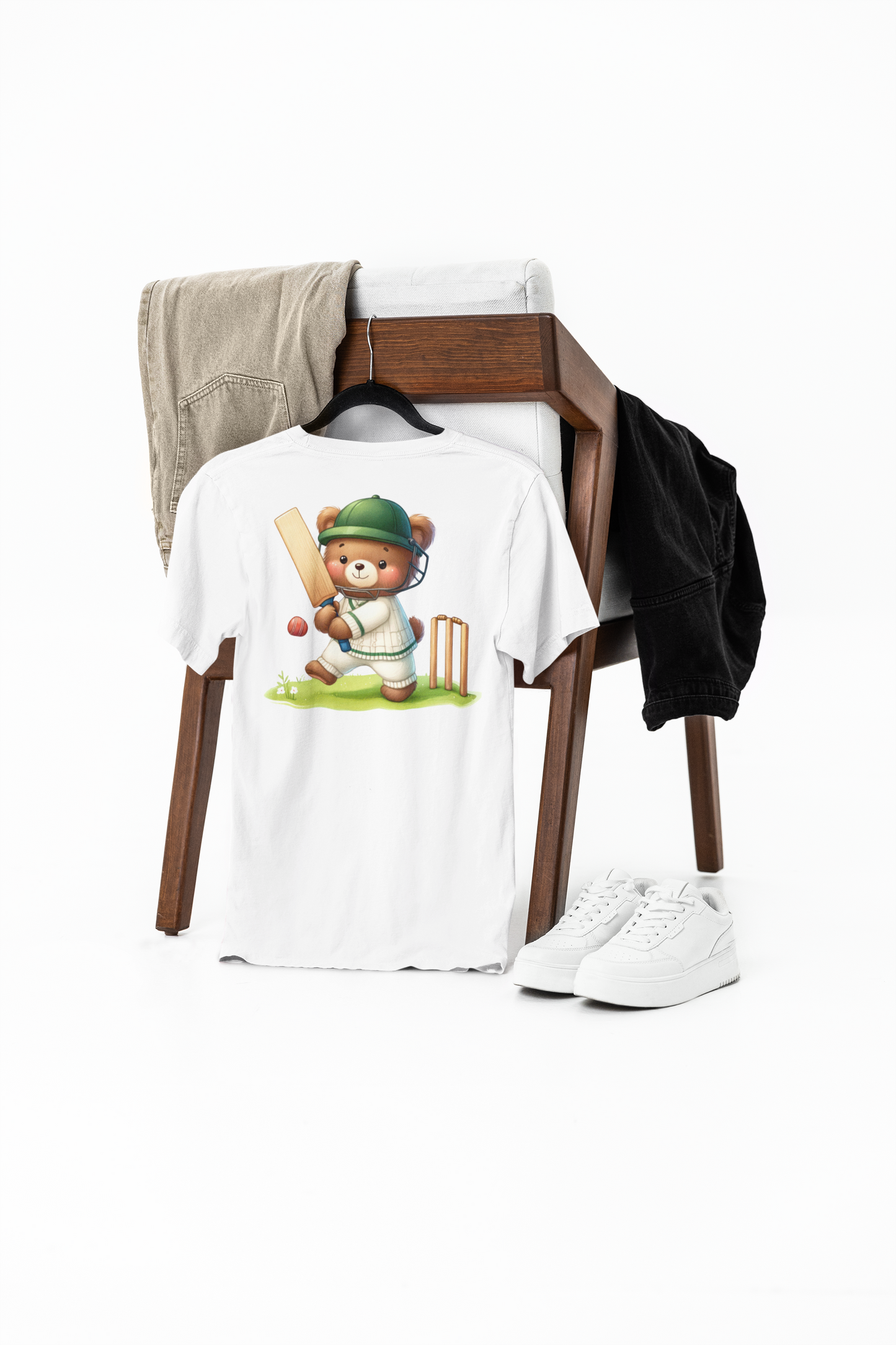 teddy playing cricket printed supima t-shirt