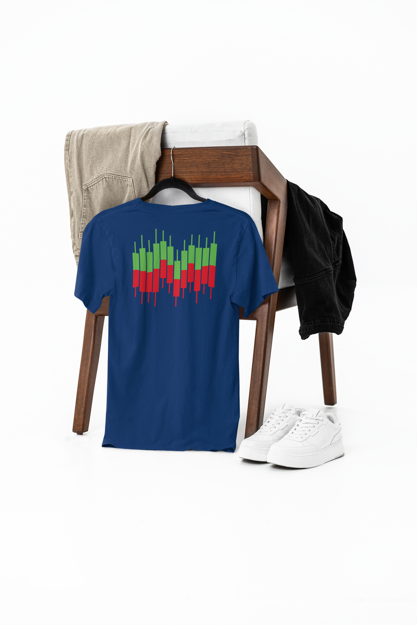 red green candles t-shirt – master the market with every move